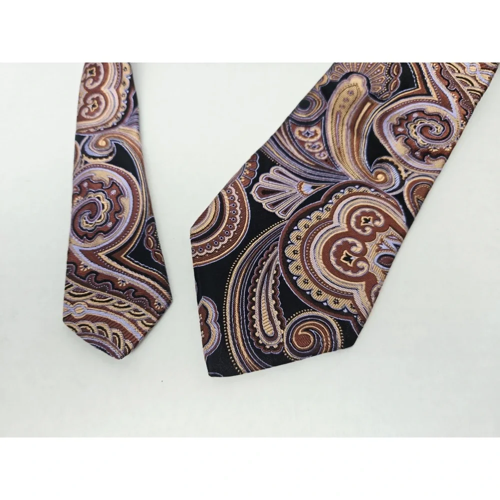 IKE Behar Men's Tie‎ New York brown black pattern %100 silk